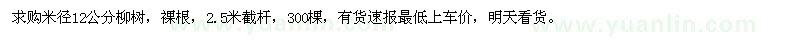 求購米徑12公分柳樹