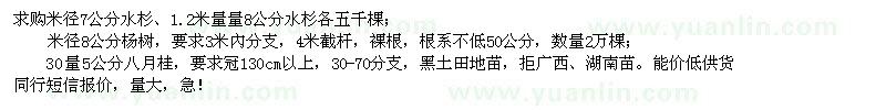 求購水杉、楊樹、八月桂