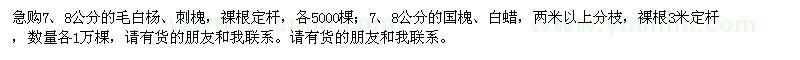 求購毛白楊、刺槐、國槐等