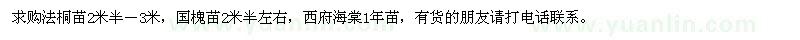 求購法桐、國槐、西府海棠