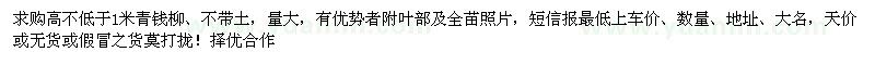 求購高不低于1米青錢柳