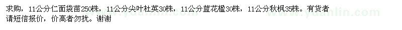 求購(gòu)人面子、尖葉杜英、藍(lán)花楹等