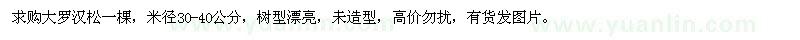 求購米徑30-40公分羅漢松