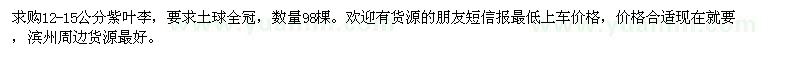 求購12-15公分紫葉李