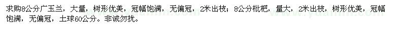 求購8公分廣玉蘭、枇杷