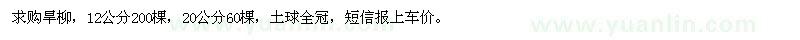 求購(gòu)12、20公分旱柳