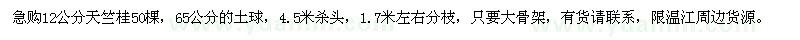 求購12公分天竺桂