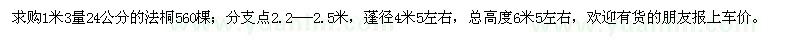 求購(gòu)1米3量24公分法桐