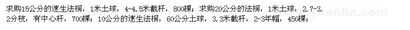 求購10、15公分速生法桐、20公分法桐