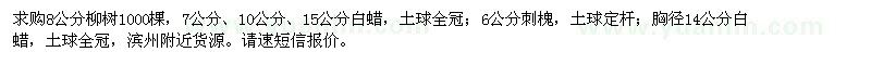 求購柳樹(shù)、白蠟、刺槐