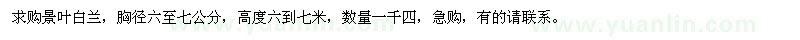 求購胸徑6-7公分景葉白蘭