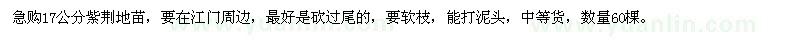 求購(gòu)17公分紫荊地苗