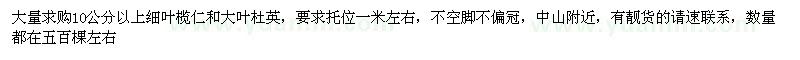 求購(gòu)10公分以上細(xì)葉欖仁、大葉杜英