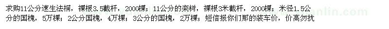 求購速生法桐、欒樹、國槐