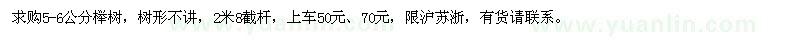 求購5-6公分櫸樹