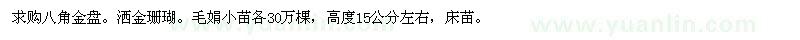 求購八角金盤、灑金珊瑚、毛娟小苗