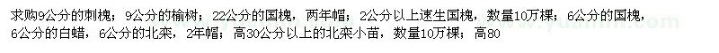 求購刺槐、榆樹、國槐等