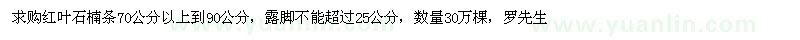 求購70-90公分紅葉石楠條
