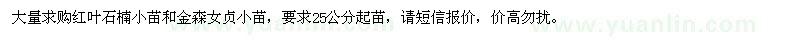 求購(gòu)紅葉石楠、金森女貞小苗