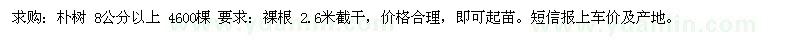 求購(gòu)8公分以上樸樹(shù)