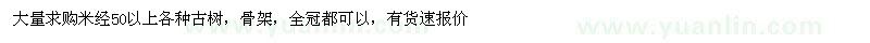 求購米經(jīng)50公分以上各種古樹(shù)