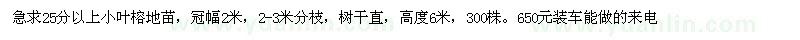 求購25分以上小葉榕地苗