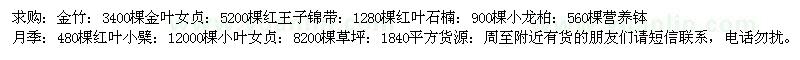 求購金竹、金葉女貞、紅王子錦帶等