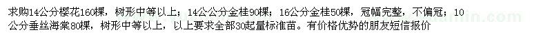 求購櫻花、垂絲海棠、金桂