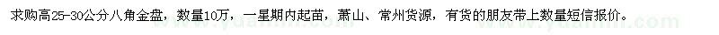 求購高25-30公分八角金盤(pán)