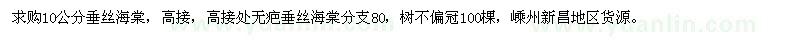 求購10公分垂絲海棠