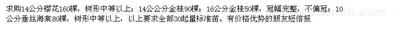 求購櫻花、金桂、海棠