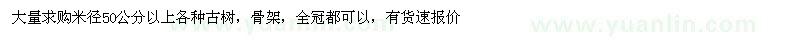求購米徑50公分以上古樹