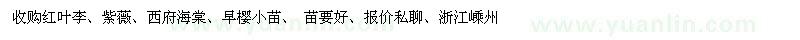 求購紅葉李、紫薇、西府海棠等