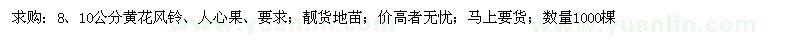 求購8、10公分黃花風鈴、人心果