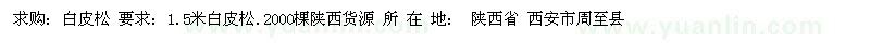 求購1.5米白皮松