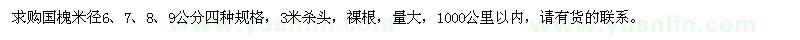 求購米徑6-9公分國槐 