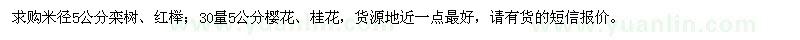 求購欒樹、紅櫸、櫻花等