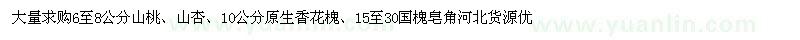 求購山桃、山杏、原生香花槐等