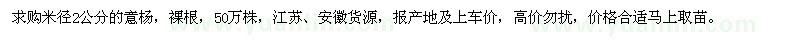 求購米徑2公分意楊