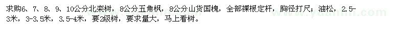 求購北欒、五角楓、國槐等