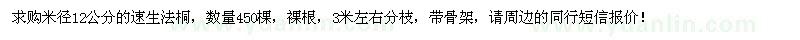 求購米徑12公分速生法桐