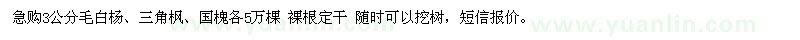 求購毛白楊、三角楓、國槐