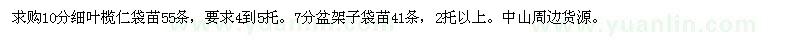 求購10公分細(xì)葉欖仁、7公分盆架子
