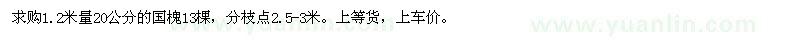 求購1.2米量20公分國槐