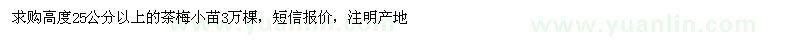求購高25公分以上茶梅小苗