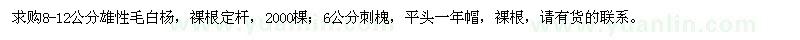 求購雄性毛白楊、刺槐