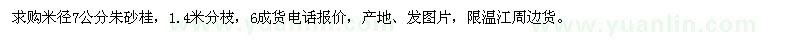 求購米徑7公分朱砂桂