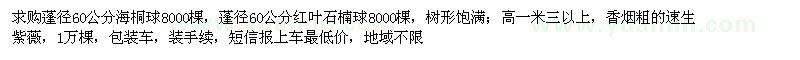 求購蓬徑60公分海桐球、60公分紅葉石楠球