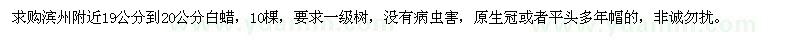 求購19-20公分白蠟