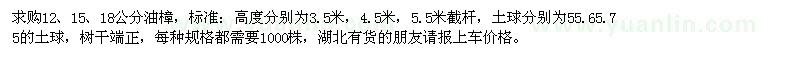 求購12、15、18公分油樟